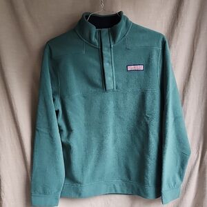 Vineyard Vines Green Quarter Button Fleece Pullover